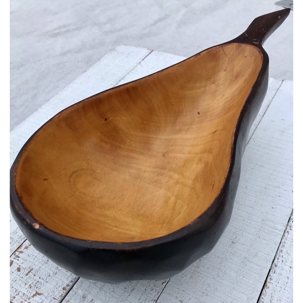 Vtg Ralph Hand Carved Haiti Pear Mahogany Wood Tray Serving Dish MCM Charcuterie